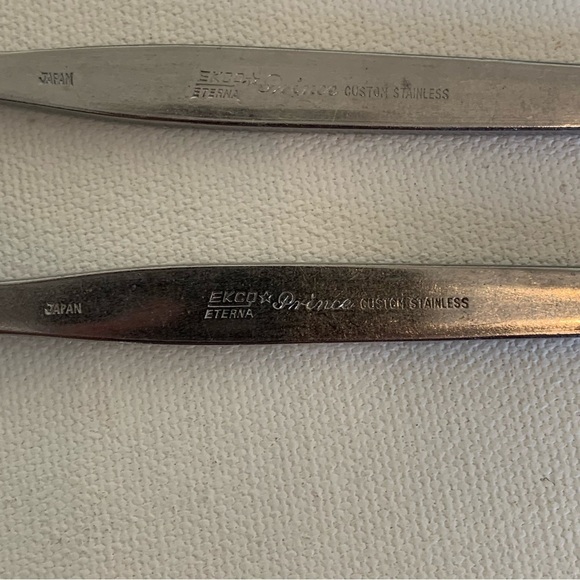 Ekco Eterna Prince 6.5" Stainless Serving Spoon Japan Vintage Plain Handle Set 2 - Picture 4 of 6
